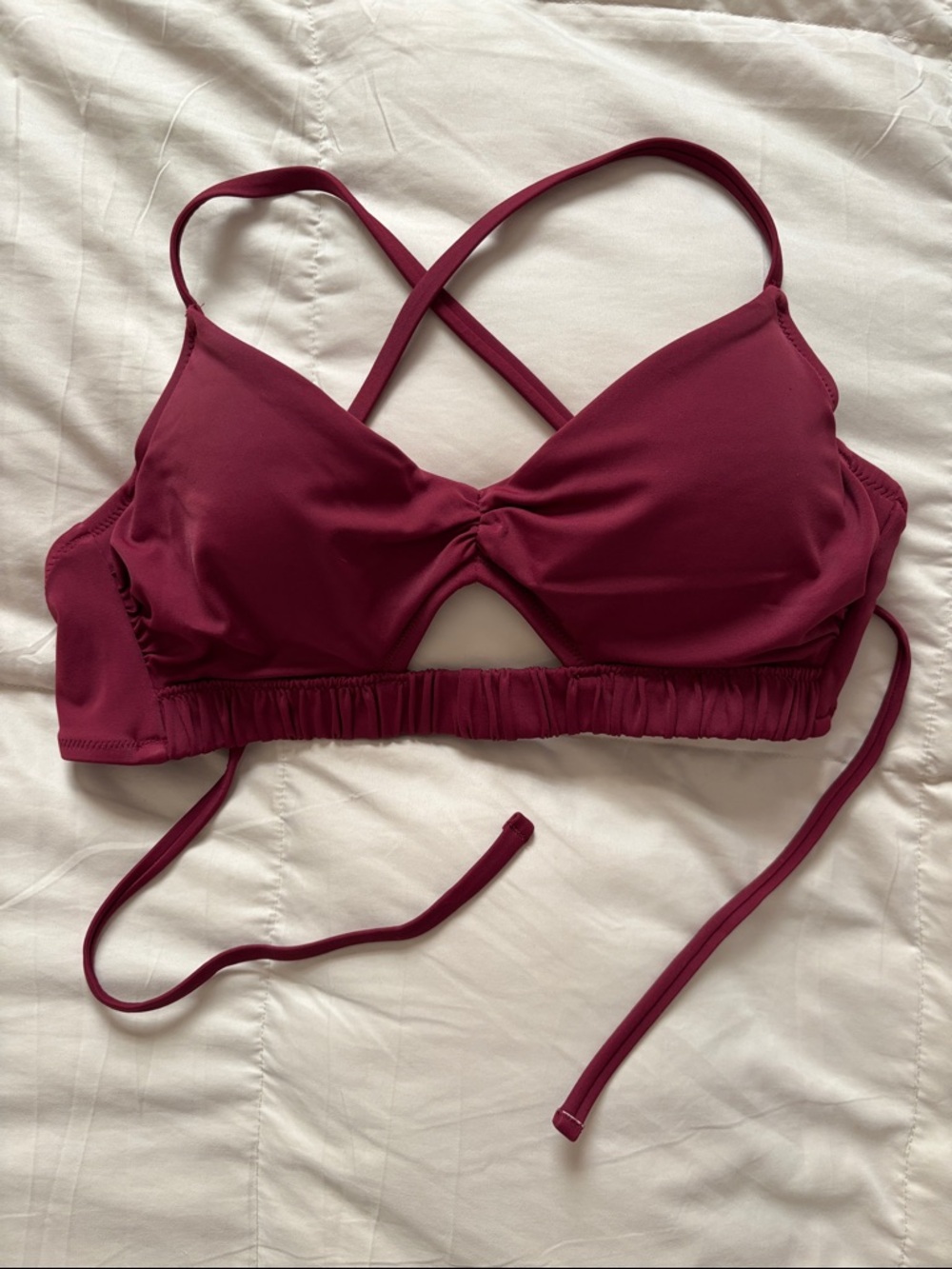 Shade & Shore Burgundy Crisscross Bikini Top 34B Small/Medium